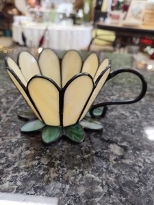 Buntglas Teetasse gelb und grün - Bild 1 von 3