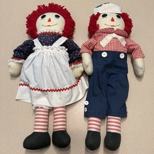 Vintage Homemade Raggedy Ann & Andy Dolls 26” Great Condition!! - Picture 1 of 13