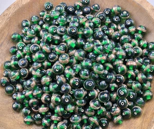 900+ PCS GREEN ROUND GLASS BEADS JEWELRY CRAFT MAKING LOOSE BEADS - Picture 1 of 5