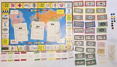 Vintage Travel Go Board Game Waddingtons World Race Strategy 1961  - Image 1 of 4
