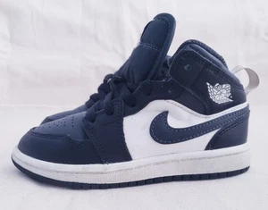 Nike Air Jordan 1 Mid Off Noir Toe PS Size 11C KIDS DQ8424-010 Sneakers Leather - Picture 1 of 12