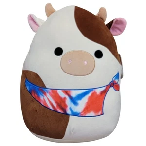 Squishmallows Ronnie Cow Plush 16" Toy Red White Blue Bandana Stuffed Animal - Picture 1 of 8