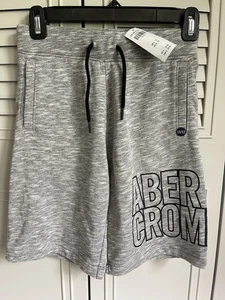 Abercrombie Kids Boys Shorts Size 11/12 Gray Logo Drawstring NWT - Picture 1 of 4