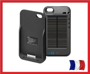 BATTERIE CHARGEUR SOLAIRE 2400 mAh APPLE IPHONE 4 4S COQUE ETUI HOUSSE - Zdjęcie 1 z 1