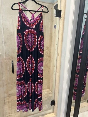 Vestido INC Azul Rojo Púrpura XL Extra Grande Elastizado Maxi Espalda Corredora Lavable Foto 1 de 4