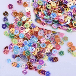 Wheel Shape Sequins - 6mm Flowers Loose Paillettes DIY Handcraft Sewing Garment - Bild 1 von 21