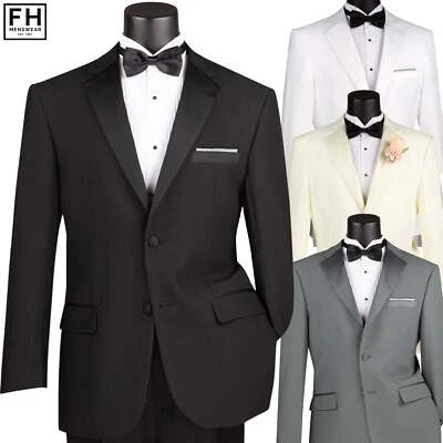LUCCI Men's Classic Fit Tuxedo w/ Sateen Lapel & Trim - 34S-62L, 4 Colors - NEW - Image 1 of 4