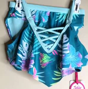 Justice Girls 2 Piece Lace Up Bikini Green Size M (10) NEW - Picture 1 of 6