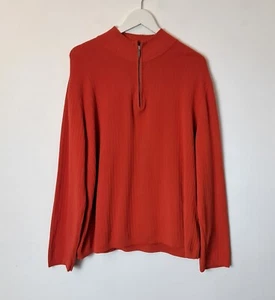 Cherokee Jumper XL Burnt Orange Ribbed 100% Cotton 1/4 Zip Up Henley Sweatshirt - Picture 1 of 5