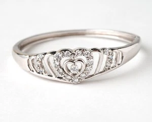 Silver Tone CZ Heart Bracelet  - Picture 1 of 7