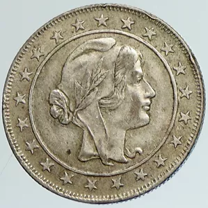 1924 BRAZIL Woman of Republic Antique Brazilian Silver 2000 Reis Coin i111637 - Picture 1 of 3