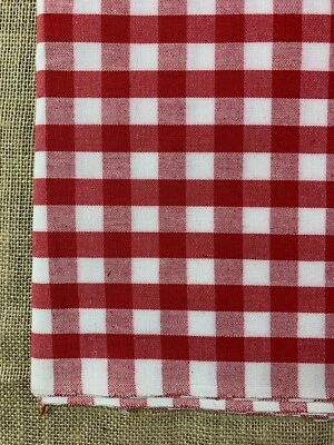 Picnic Red Plaid Mercerized Cotton Fabric Remnant Yardage 4 YDS x 44 Wide - Image 1 of 4