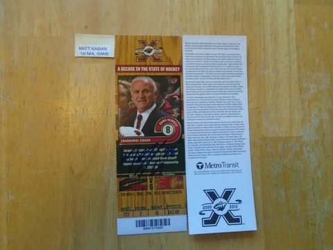 Matt Kassian  1st NHL Game  Autographed Ticket  Minnesota Wild Cover