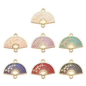 7 PIEZAS Colgante Dije Ventilador Sector Patrón Floral Esmaltado para Collar Pulsera - Imagen 1 de 16