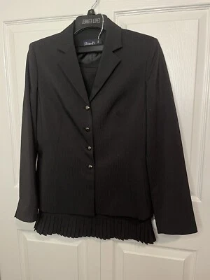 Evan Picone Womens 2 PC Skirt Suit W/ Blazer Black And White StrippedLined Sz 6P - Image 1 of 4