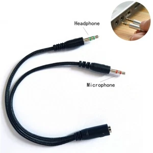3.5mm Female to 2 Dual Male Headphone Mic Audio Y Splitter Cable Adapter - Picture 1 of 3