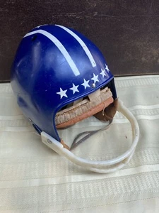 Vintage Kids Football Helmet. Blue  Star Helmet. Leather Strap.#B - Picture 1 of 8