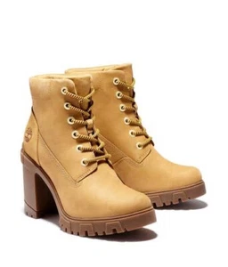 New Timberland Lana Block Heel Bootie Women Nubuck Leather 9 M Wheat - Picture 1 of 8
