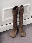 NEW CAMPER BROWN REAL SUEDE KNEE HIGH BOOTS SIZE 8