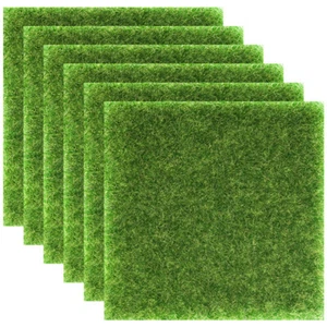 6PCS Tappetini Erba Finta PVC Mini Prato Miniatura Casa delle Bambole Erba Finta per Artigianato - Foto 1 di 12