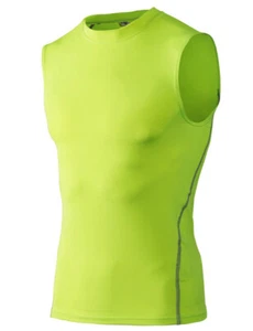 Compression Sleeveless Base Layer Tee Athletic Workout T-Shirt Tight Sportswear - Picture 1 of 22