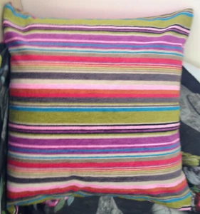 DESIGNERS GUILD ASOLO FABRIC CUSHION COVER COLOUR PEONY 18X18"HORIZONTAL STRIPE  - Picture 1 of 1