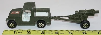Vintage Tootsie Toy Army Jeep Truck Howitzer Diecast Vehicle Made In USA - Image 1 of 4