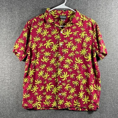 Camisa Franky de una pieza abotonada para hombre pequeña unión ondulada árboles rojos amarillos Foto 1 de 4