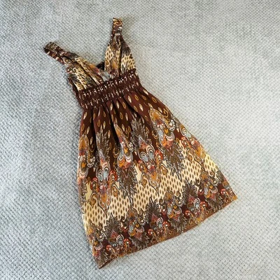 Vestido de sol vintage retro y2k boho marrón/colorido estampado estilo gitano colorido M Foto 1 de 4