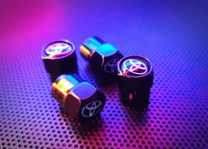 Toyota Tire Dust Valves Metal Caps X 4 PREMIUM! - Picture 1 of 2