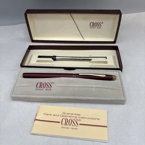 Cross Burgundy Pen Gold Trim Box, Manual One Refill 2205 Select Tip Rolling Ball - Picture 1 of 6