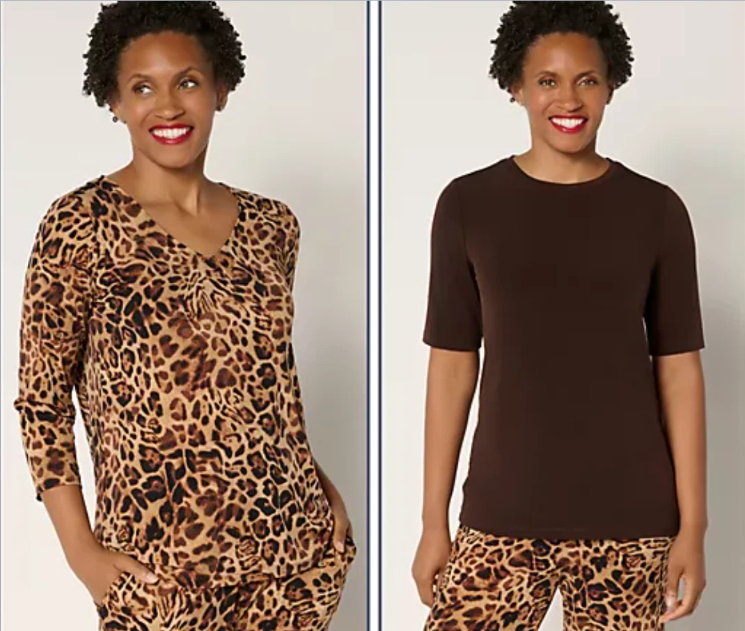 Animal Print Long Sleeve Top Mocha Leopard Print Waffle Knit Long