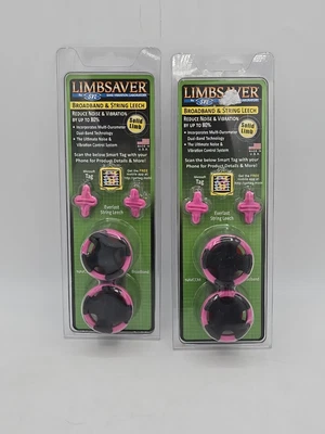 2 Pack Sims Vibration Lab BroadBand Solid Limbsaver String Leech Pink 4045 - Image 1 of 4