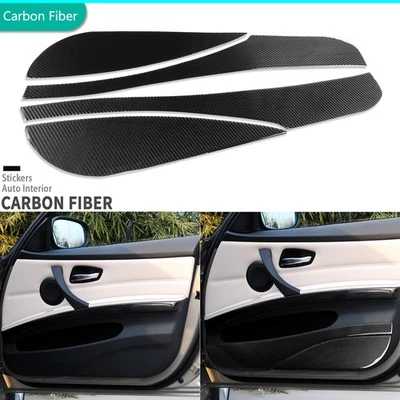 Cubierta de panel de puerta delantera interior de fibra de carbono real para BMW Serie 3 M3 E90 05-12 Foto 1 de 4