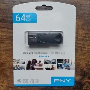 PNY USB 2.0 Flash Drive 64 GB Full HD Video Attaché 4 3.0/3.1 Compatible #290 - Picture 1 of 2