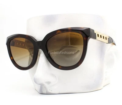 Tiffany Sunglasses Brown Havana Pale Gold Polarized TF 4215 8015/T5 with Case - Image 1 of 4