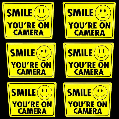 SAFETY BRINKS LOT 6 SMILE YOURE ON CAMERA WINDOW WARNING STICKER SIGNS FOR HOME