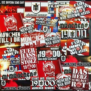 100 x Bayern München Aufkleber ultra inoffiziell basierend auf Shirt Flagge Schal Poster - Bild 1 von 8