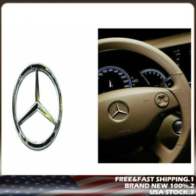 50-51MM For Mercedes-Benz Steering Wheel Logo Silver Emblem - Image 1 of 2