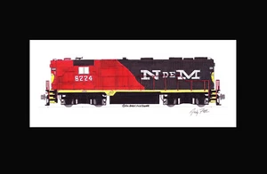 Ferrocarriles Nacionales N de M México GP35 11""x17"" Estampado Enmarañado Andy Fletcher Firmado - Imagen 1 de 1