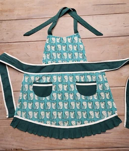 Now Designs Apron Girls One Size Owls Green 19in Pockets Ruffled Bottom Crafts - Picture 1 of 7