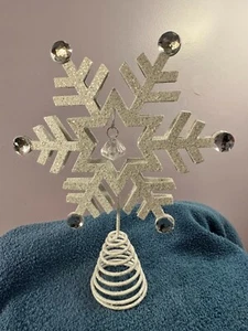 Christmas tree topper Metal 6 point snowflake acrylic gems MAX6733 - Picture 1 of 10