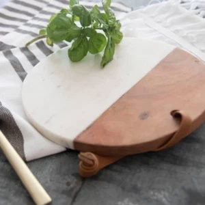 Tabla de cortar madera y mármol para servir hogar y jardín Foreside, pequeña, blanca - Imagen 1 de 1