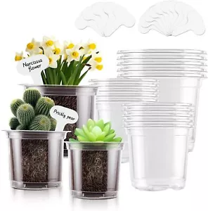 Clear Nursery Pots for Plants 5/4/3.5 Inch Durable Plastic Orchid Pots with Drai - Picture 1 of 6