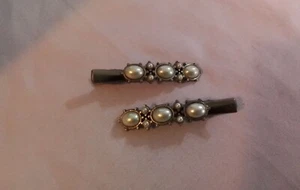 Vintage Faux Pearl Hair Clips Barrettes Set - Picture 1 of 3