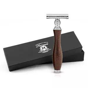Maquinilla de afeitar de seguridad de doble filo Haryali para hombre y mujer, mango de metal antiguo, granate - Imagen 1 de 9