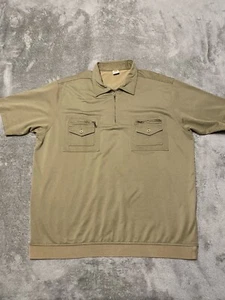 Walbusch Zip Collar Polo Shirt Sz XL Brown Vintage Short Sleeve - Picture 1 of 8