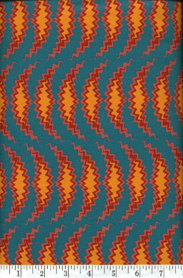 Tela de edredón Dogma Static Waves naranja rojo verde azulado - cuarto de grasa Foto 1 de 1