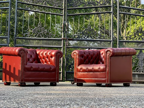 Vintage Tufted Leather chesterfield Club Chairs Cover