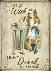 How I Do Wish I Hadn't Drunk So Much Alice im Wunderland großes Blechschild - Bild 1 von 3